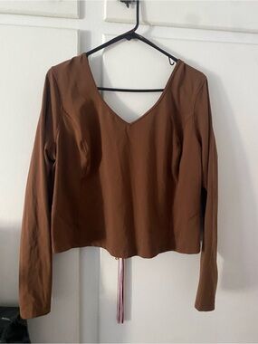 lululemon athletica Brown V-Neck Long Sleeve Top